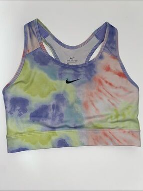 Nike Tie-Dye Racerback Sports Bra — Lavender, Lime, Coral